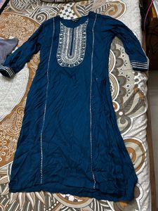 Blue Embroidered Kurti
