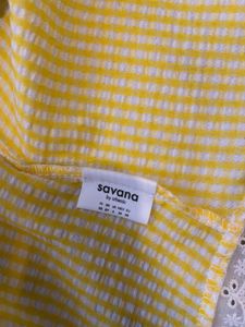 Savana Cute Yellow Gingham Puff Sleeve Top