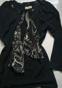 Black Pure Winter Wear  with silk ribbon