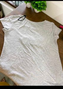 Grey T-Shirt with Beaded Embellishment
