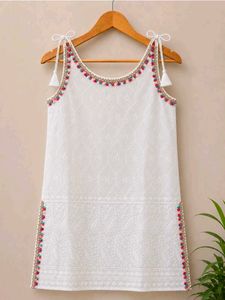 tie-up off white short kurti