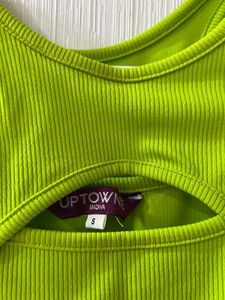 Lime Green Cut-Out Ribbed Tank Top