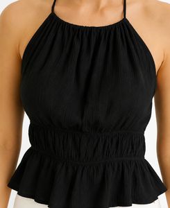 Black Halter Neck Backless Top