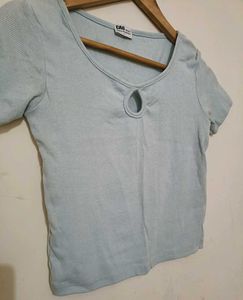 Powder blue ribbed top(fixed price)