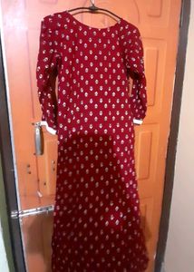 Maroon Embroidered Kurta Set