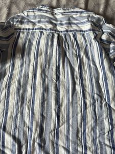 Lee Cooper Blue and White Striped Button-Up Top