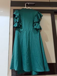 Women Ruffled Sleeve Wrap Dress