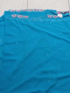 new with blouse Beautiful Blue Saree  Embelli