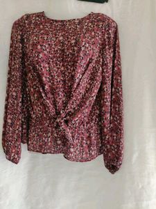 Chic Floral Twist-Front Blouse
