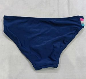 ❤️‍🔥 Navy Blue Bikini Bottom with Striped Waistba