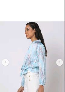 Flowy Marble Print Collared Shirt
