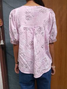 Pink Floral Print Kurta Top