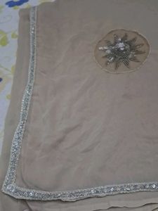 Elegant Beige Saree with Embellishment