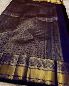 Royal Blue Silk Saree with Elephant Motif