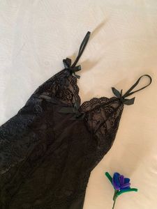 Elegant Black Lace Nightgown