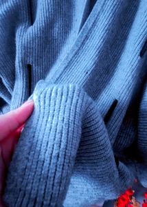 Grey Ribbed Knit Cardigan