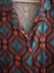 Rareism - Geometric Print Camp Shirt