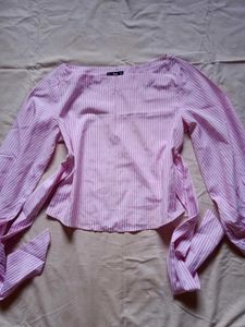 Pink Striped Puff Sleeve Top