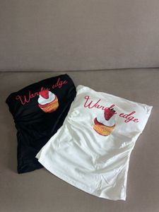 Cute Cupcake Graphic Paded Tube Top (Black & White