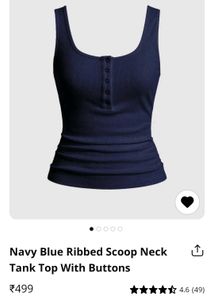 Navy Blue Ribbed Henley Tank Top