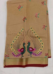 Elegant Peacockhand painting  Saree