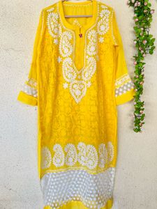 Vibrant Yellow Chikankari Kurta