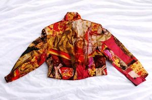Unique Abstract Print Cropped Jacket
