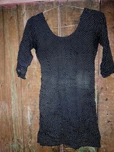 White -black Polka Dot Design Kurti
