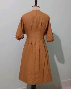 Vintage Style Brown Midi Dress