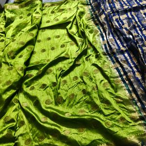 Elegant Green and Blue Border Saree