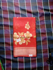 Red Floral Print Saree