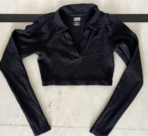 Polo Full Sleeves Crop Top🖤