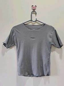 Ribbed Grey Top