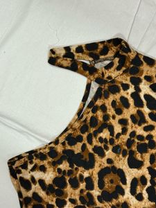 Leopard Print One Shoulder Top