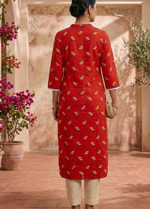 Stylish Red Printed Kurta