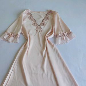Elegant Satin Nightgown with Lace Trim🎀✨️