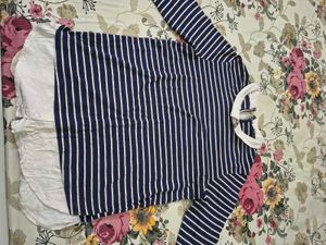 Striped Long Sleeve Top with White Undershirt