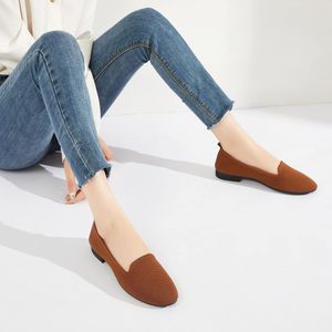 Comfortable Brown Knit Flats