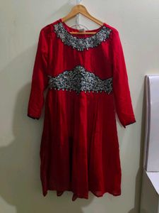 Elegant Red Embroidered Ethnic Gown