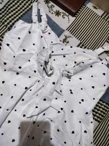 Cute White Heart Print Dress