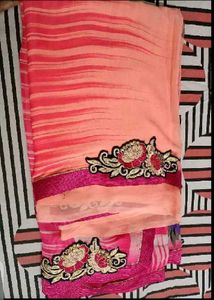 Beautiful Pink Embroidery Saree💗💗💖💖
