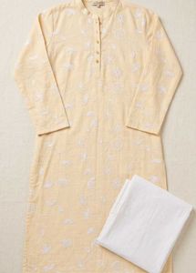 Green Striped Kurta Set with White Pants