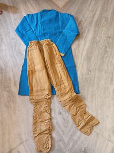Blue Kurta with Gold Trim