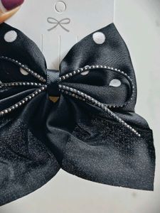 Chic Black Polka Dot Bow Hair Clip