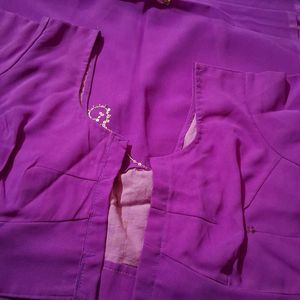 Purple Sequin Saree With Stitched Blouse