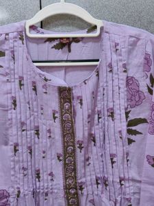 Lilac Floral Print Kurta Set