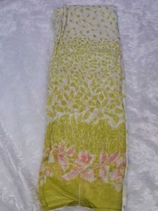 Elegant Leaf Print Saree without blouse