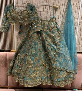 Teal Embroidered Lehenga Choli Set