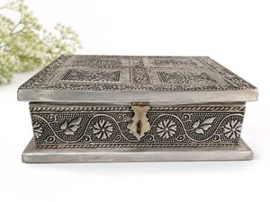Antique Silver Tone Jewellery Box