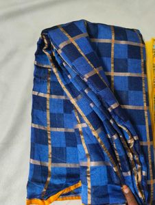 Vibrant Yellow &amp; Blue Saree Set